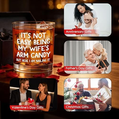 Husband Valentines Day Gifts – 11 oz Engraved Crystal Whiskey Glasses – Anniversary Wedding Gift for Him, Birthday Gifts for Husband from Wife, I Love You Gift for Him Men