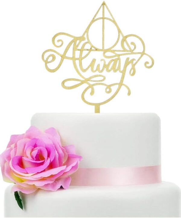 Always Cake Topper Wood, Cake Topper for a Wedding/Engagement/Anniversary/Bridal Shower Party Decorations, Harry Potter Theme Party Decorations