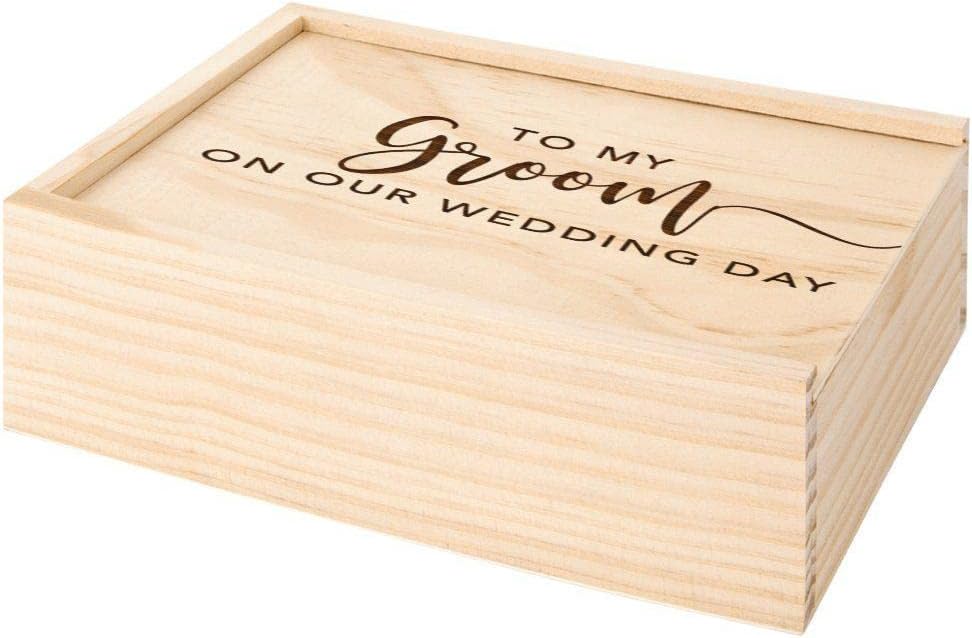 Koyal Wholesale Engraved Wood Groom Gift Box from Bride Wedding Day Gift for Groom, Husband, or Fianc Sentimental Keepsake Box, Perfect Groom Gifts from Bride for Wedding Morning Boudoir Photo Box