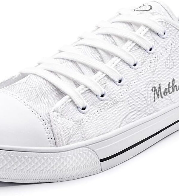 Mother of The Groom Personalized Wedding Sneakers, White Lace-up Canvas Shoes with Custom Date