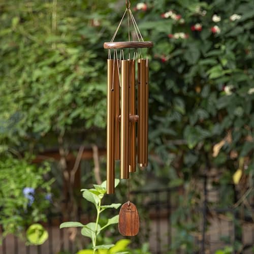Woodstock Wind Chimes Amazing Grace Chime Medium (24) Bronze Wind Chime Inspirational and Memorial Gifts Wind Chimes for Outside Patio Home or Garden Decor