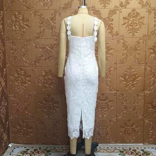 Women Sexy Lace Patchwork Sleeveless Floral Bodycon Wedding Cocktail Maxi Dress