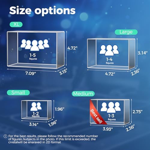 3D Crystal Photo Personalized, Custom Laser Engraved Crystal Picture for Couples, for Wife Husband, Memorial Keepsake & Home Decor