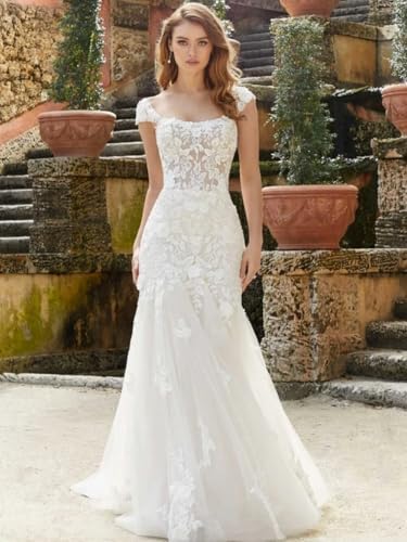 Boho Wedding Dress for Bride Mermaid Beach Bridal Gowns with Train BOFD2