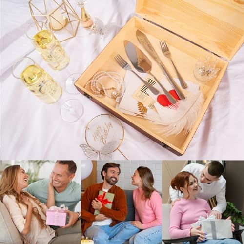 25th Anniversary Champagen Flutes Wedding Gifts for Couple, 25th Birthday Anniversary Decorations, Silver Cake Cutting Set for Wedding 25th Anniversary Presents