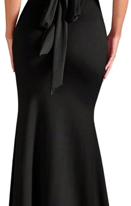 Verdusa Women's One Shoulder Maxi Formal Dresses Tie Backless Wedding Guest Dress Elegant Festival Date Night Outfits