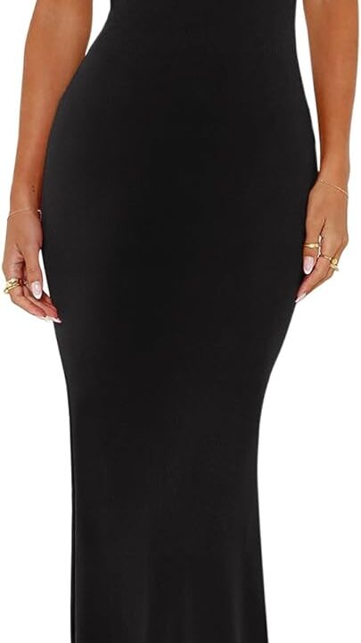 REORIA Women's Summer Cowl Neck Mesh Sleeveless Tank Dress Sexy Double Lined Bodycon Maxi Long Dresses