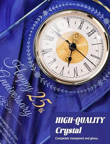 25th Wedding Anniversary Crystal Quartz Clock,25 Years of Marriage Gift,Happy Silver Anniversary Decoration Gift,for Parents,Grandparents,Couple