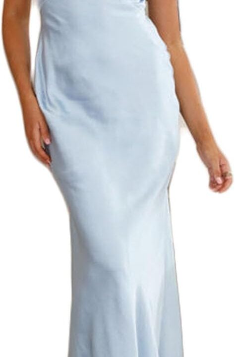 Satin V Neck Maxi Dress