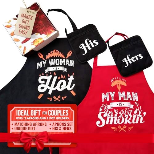 Wedding Gifts | Gift for Couples, Anniversary | Bridal Shower | Engagement | Gifts for Bride with His Hers Potholders and Gift Box