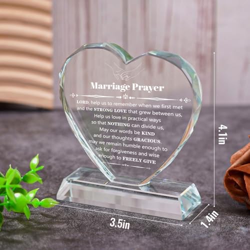 Wedding Gifts for Couples 2026, Marriage Prayer Plaque, Unique K9 Crystal with Inspiring Quotes, Anniversary Wedding Gifts for Couples, Newlywed Mr and Mrs Gifts.