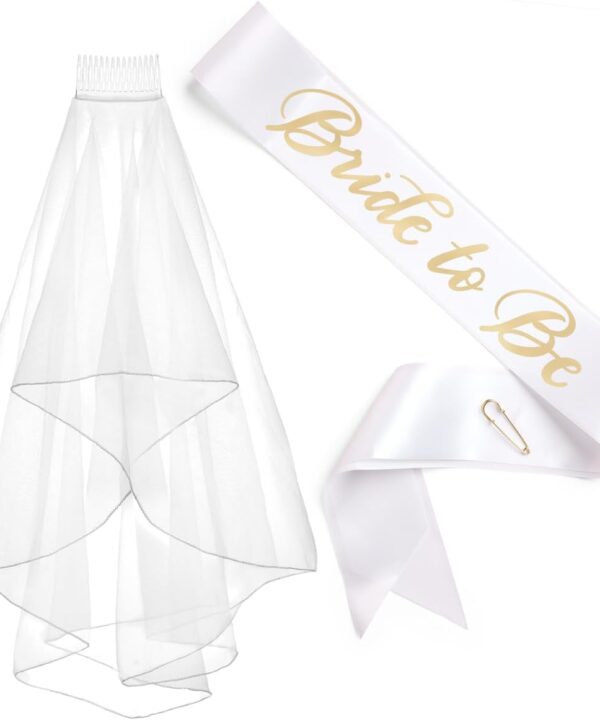 xo, Fetti Bachelorette Party Sash + Veil - Bride To Be | Bachelorette Party Decorations Kit - Sash for Bride | Bridal Shower Gift Supplies