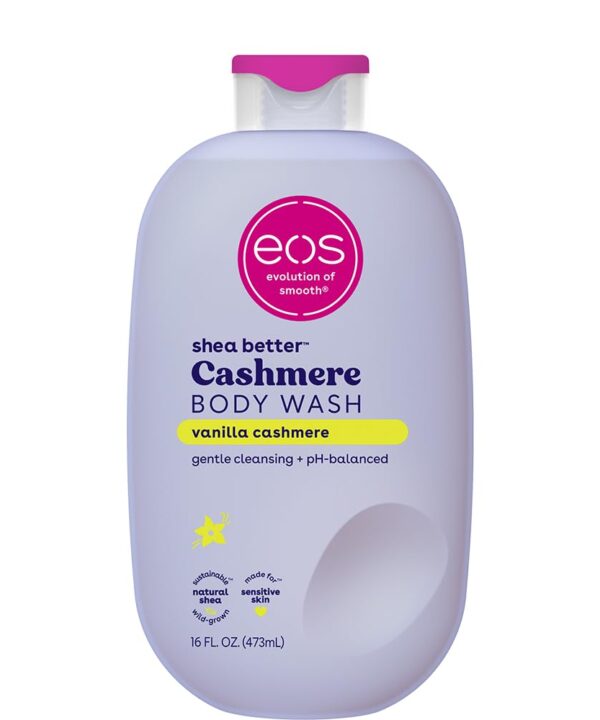 eos Cashmere Body Wash  Vanilla Cashmere, Moisturizing Body Wash, Creamy Gel Formula, with Shea Butter, Glycerin, Vitamin E, pH Balanced, Sensitive Skin, Vegan, 16 fl oz