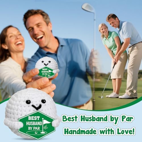 Gifts for Husband Valentines Anniversary – Funny Valentines Day Wedding Birthday Crochet Golf Ball Romantic Present for Husband Him Men Couple Golfer from Wife, Christmas Stocking Stuffers