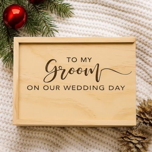 Koyal Wholesale Engraved Wood Groom Gift Box from Bride Wedding Day Gift for Groom, Husband, or Fianc Sentimental Keepsake Box, Perfect Groom Gifts from Bride for Wedding Morning Boudoir Photo Box