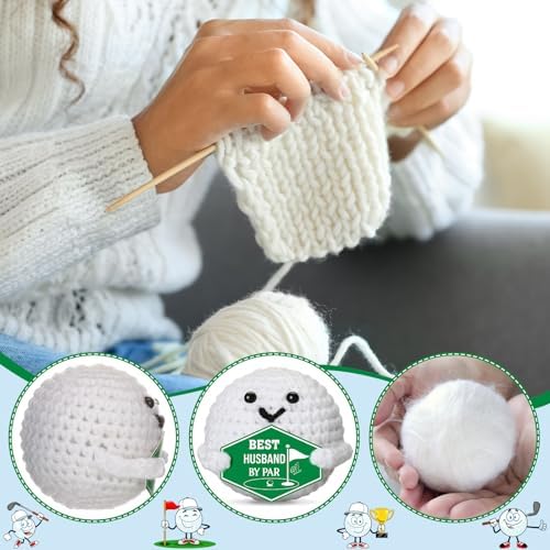 Gifts for Husband Valentines Anniversary – Funny Valentines Day Wedding Birthday Crochet Golf Ball Romantic Present for Husband Him Men Couple Golfer from Wife, Christmas Stocking Stuffers