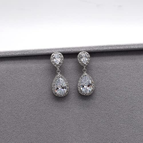 UDYLGOON Teardrop Earrings & Bracelet Set, Gold Plated Wedding Jewelry Set for Bride Bridesmaid, Womens Party Prom Gift