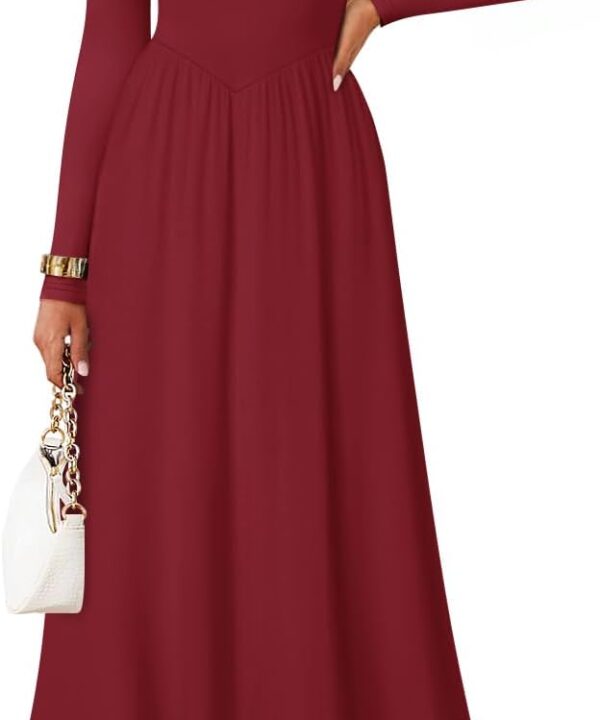 ZESICA Spring Dresses for Women 2026 Elegant Classy Square Neck Long Sleeve Flowy Wedding Guest Party Midi Dress