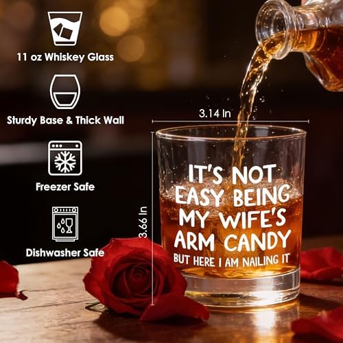 Husband Valentines Day Gifts – 11 oz Engraved Crystal Whiskey Glasses – Anniversary Wedding Gift for Him, Birthday Gifts for Husband from Wife, I Love You Gift for Him Men