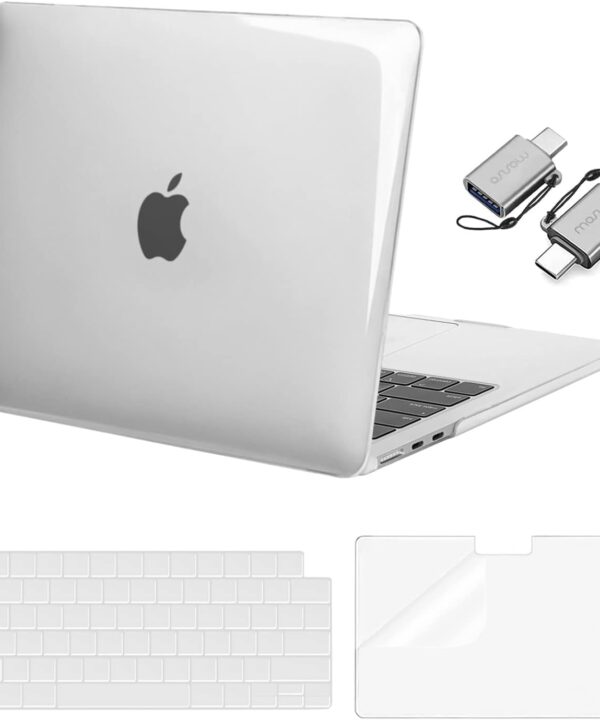 MOSISO Compatible with MacBook Air 13 inch Case 2026 2025 2024 2023 2022 M4 A3240 M3 A3113 M2 A2681,Plastic Hard Shell&Keyboard Cover&ScreenFilm&Type C for MacBook Air 13.6 inch Case, Crystal Clear