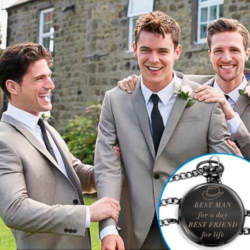 Best Man Proposal Gifts,Best Man Gifts from Groom,Pocket Watch for Groomsmen Bestman,Groomsman Proposal Gifts,Groomsman Gifts for Wedding,Bridesman Gifts for Wedding,Bridesman Proposal Gifts