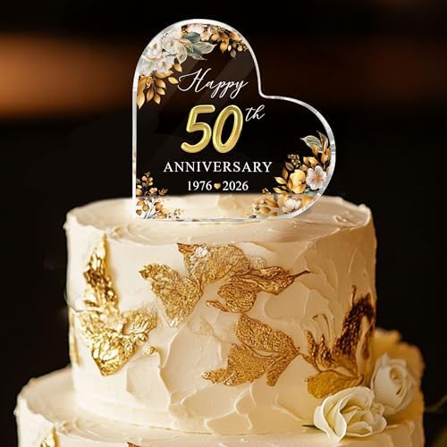50th Wedding Anniversary Acrylic Cake Topper, 50 th Anniversary Decorations, 50 Wedding Topper, 50 Years Of Married Gifts (50th Anniversary Cake topper 2026)