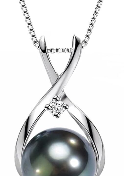 Gifts for Wife Women Anniversary-Tahitian Black Pearl Necklace-Mom Girlfriend Her Fine Jewelry Mothers Day Valentines Christmas Birthdays Gift