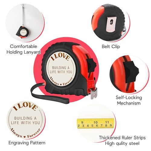 Gossby Gift for Husband, Boyfriend – I Love Building A Life with You Tape Measure – Christmas, Valentines, Anniversary Tool Gift for Him – Men Gift for Husband, Boyfriend from Wife, Girlfriend
