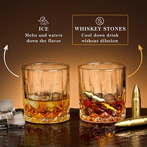 Gifts for Husband Him Men Valentines Day, Reusable Stainless Steel Engraved Whiskey Stones Glasses Set Gifts, Birthday Wedding Gift for Dad Husband Boyfriend Fiance, Cool Bourbon Scotch Set Gifts