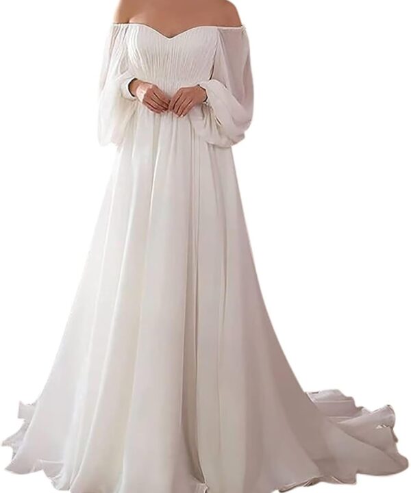 Beach Wedding Dresses for Bride 2025 Lace Appliques Tulle Boho Bridal Gowns with Train He503104