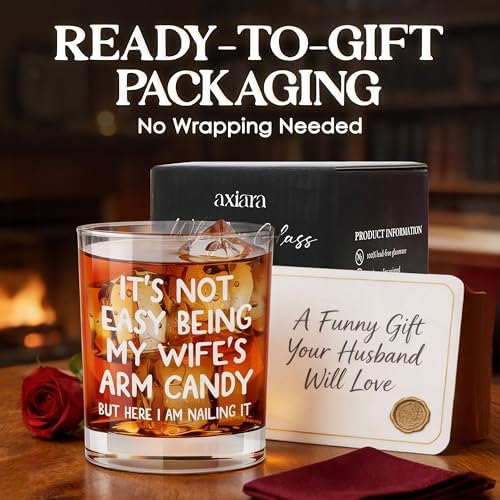 Husband Valentines Day Gifts – 11 oz Engraved Crystal Whiskey Glasses – Anniversary Wedding Gift for Him, Birthday Gifts for Husband from Wife, I Love You Gift for Him Men