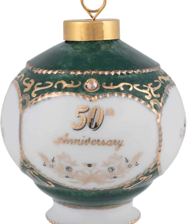 CBE Happy 50th Wedding Anniversary Victorian 4.5 Inch Porcelain Hanging Ornament