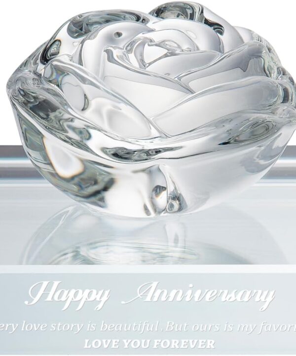 Gift for Women, Eternal Crystal Rose Flower Figurine Ornament Wedding Anniversary Love Gift for Love One, Happy Anniversary Day Gifts Ideas for Wife Girlfriend Couple Her