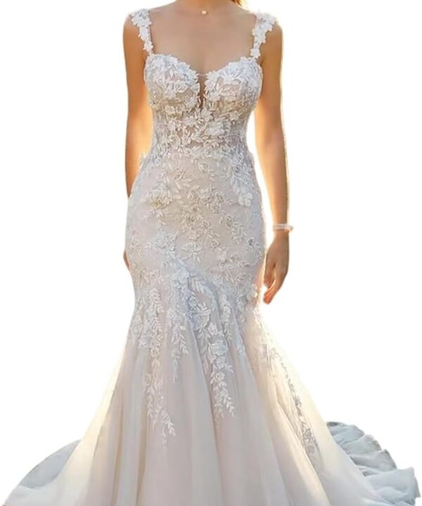 Wedding Dress for Bride Mermaid Lace Applique Bridal Gowns BOFD3