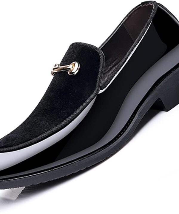 Men's Fashion Patent Leather Slip on Dress Loafers Business Casual Formal Tuxedo Shoe Party Wedding Velvet Penny