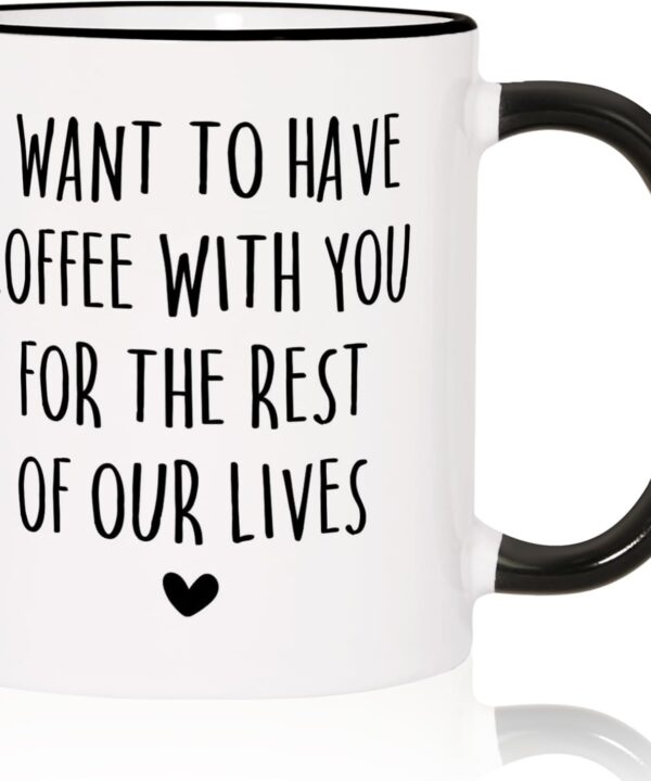 Aurahouse Wedding Anniversary Mug, Valentines Day Gifts for Husband Wife, Romantic Gifts for Boyfriend Girlfriend, Wife Husband Birthday Christmas Gift, Lets Have Coffee Together Forever