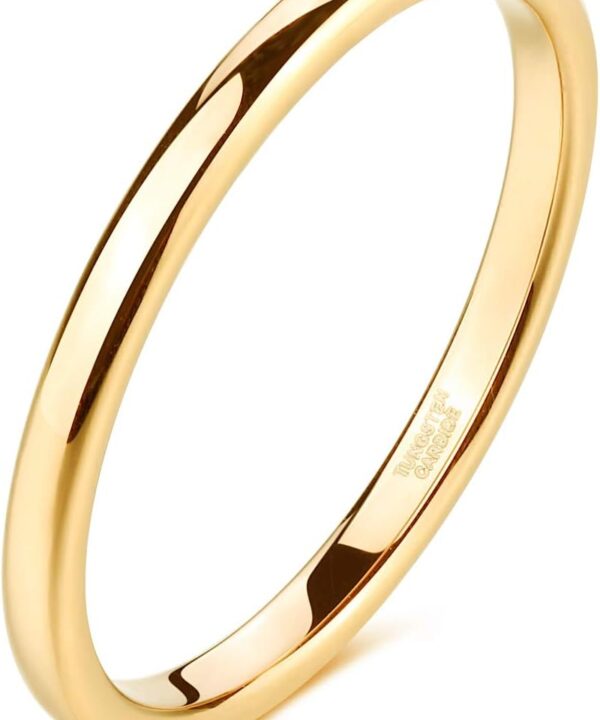 TRUMIUM 2mm 4mm 6mm 8mm Tungsten Wedding Band Ring for Men Women Silver/Rose Gold Plated/Rainbow/Gold Plated Domed High Polish Engagement Promise Rings Comfort Fit 4-15