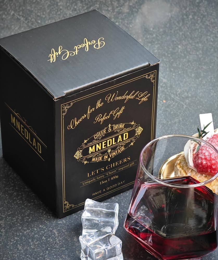 Cheers to 50 Years Wine & Whiskey Glass Gift Set, Gold Foil Design 50th Birthday Anniversary Wedding Valentines Day Stemless Wine Glass Gifts for Grandparents Couple Men Women Wife Husband Parents128