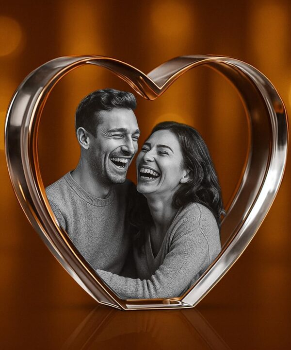 Personalized 3D Crystal Heart with Photo  Custom Laser Engraved Picture in Glass  Memorial, Wedding, Anniversary or Birthday Gift for Her, Him, or Pet  Size 4 x 3.5 x 2.5 inches