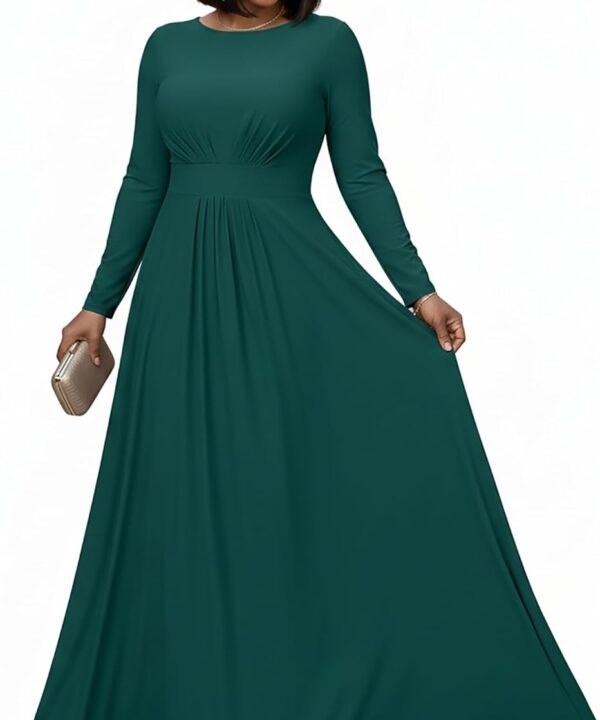 KOH KOH Womens 2026 Long Sleeve Soft Flowy Empire Waist Fall Winter Party Gown