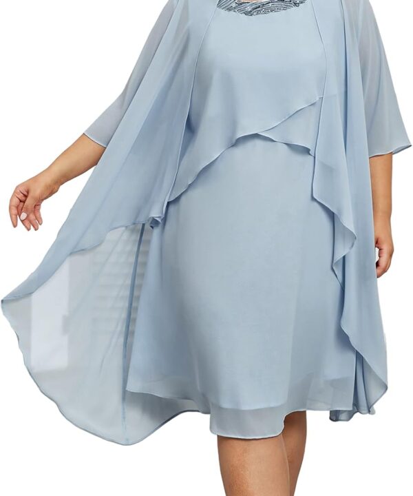 Hanna Nikole Womens Plus Size Dress with Jacket 2 Piece Wedding Guest Dresses Flowy Mother of The Bride Dress