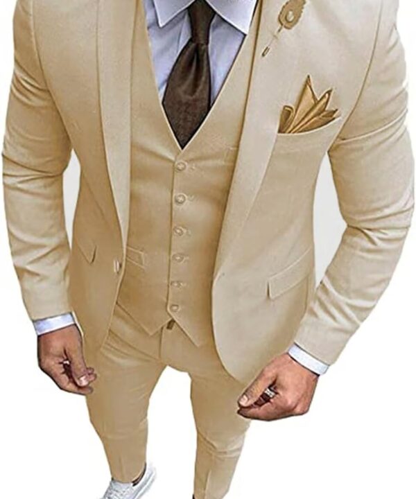 Men's 3 Piece Regualr Fit One Button Formal Business Men Suit Groomsman Tuxedos for Wedding(Blazer+Vest+Pant)