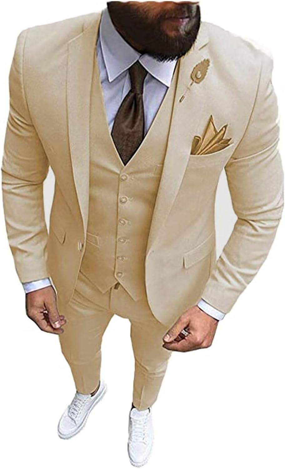 Men's 3 Piece Regualr Fit One Button Formal Business Men Suit Groomsman Tuxedos for Wedding(Blazer+Vest+Pant)