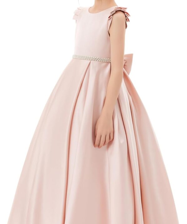 ekidsbridal Satin V-Back Flower Girl Dresses with Rhinestone Dance Recital Gown 326