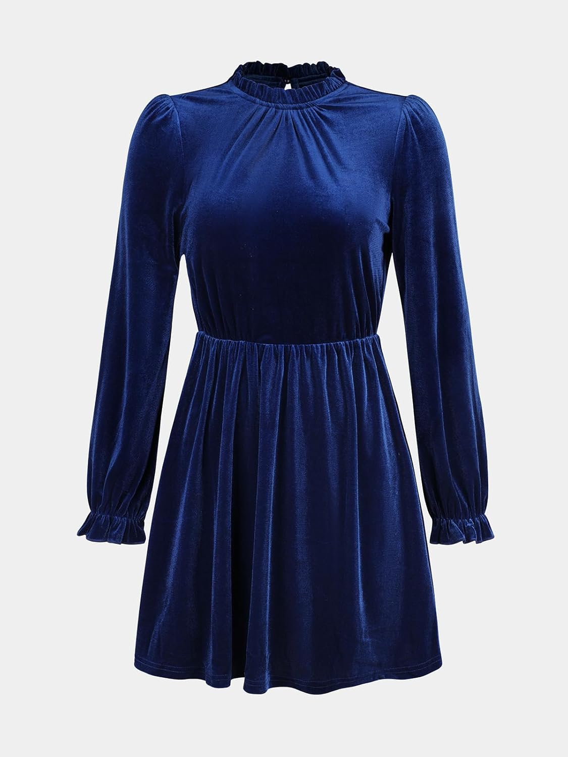 CUPSHE Womens Fall Dresses 2025 High Neck Long Sleeve Mini Party Ruffled Casual Tunic Velvet Wedding Guest Dress