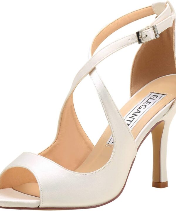 ELEGANTPARK Sandals for Women Peep Toe High Heels Cross Strappy Wedding Evening Dress Shoes Buckle Stain