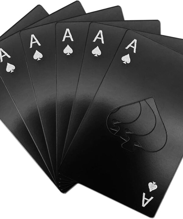 Bottle Opener Keychain, Beer Bottle Opener with Ace of Spades Design, Stainless Steel Portable Card-Style Opener for Groomsmen Bridesmaid Gifts,or Party Essentials (6 Pcs-Black)