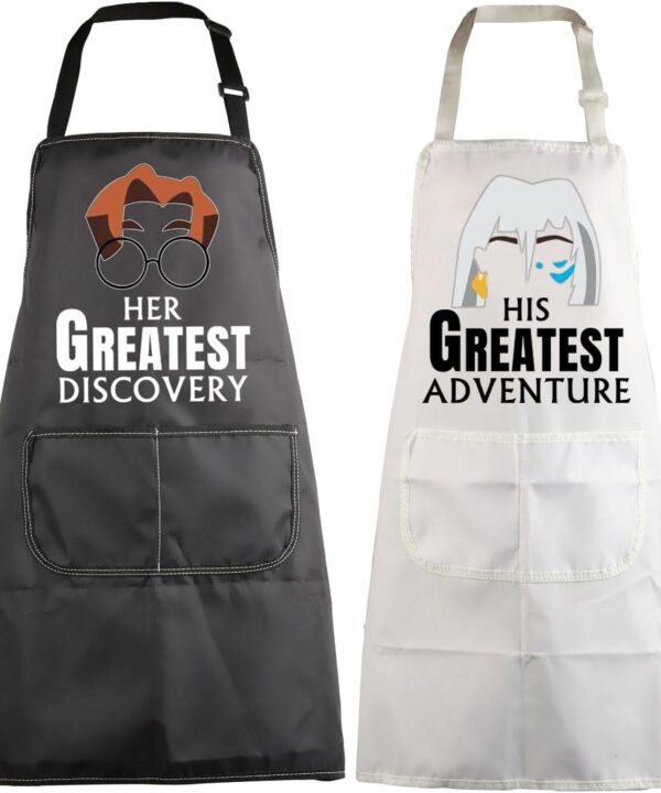 MBMSO His and Hers Apron Couples Matching Gift His Greatest Adventure Her Greatest Discovery Funny Couples Apron Wedding Gift