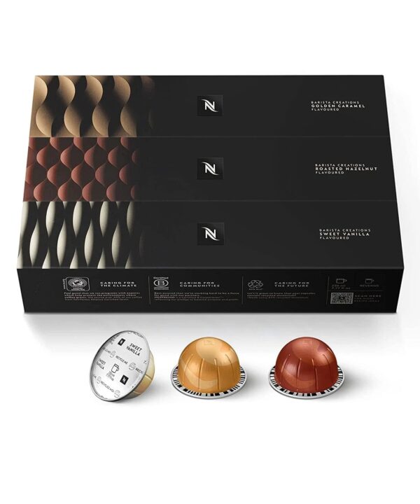 Nespresso Capsules Vertuo, Barista Flavored Pack, Medium Roast Coffee, 30 Count Coffee Pods, Brews 7.77 fl. oz.