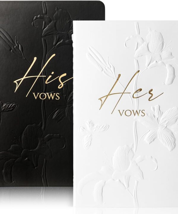 molekaus Vow Books,for Wedding Vow Books Wedding Gift for Bride and Groom Vows Book his and Hers with 28 Pages-5.5 * 3.5 in Wedding Notebook with Gilded Font Set of 2 White and Black
